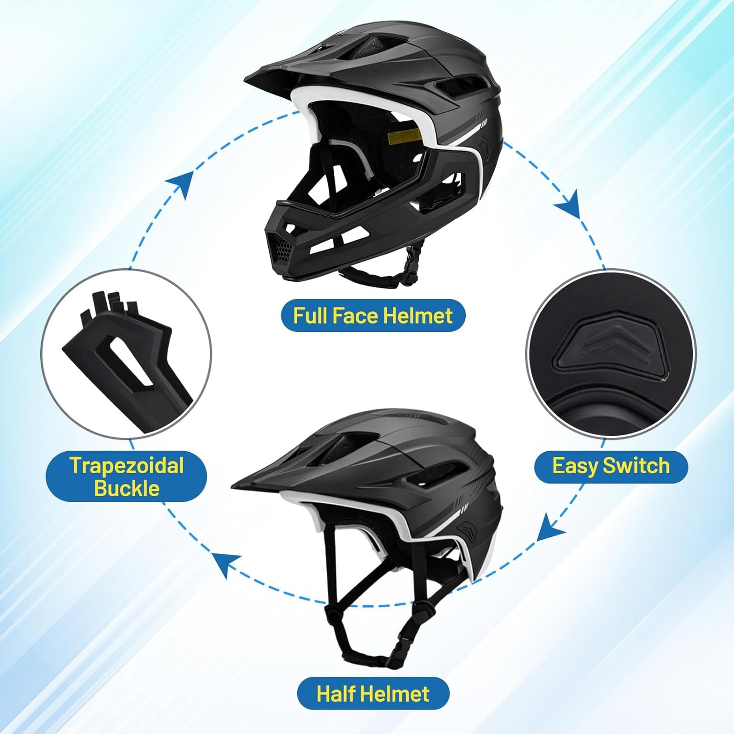 Casque de Vélo Intégral avec Doublure Amovible, Casque de Vélo Montagne, Casquette Unisexe VTT Femmes et Hommes, Taille Réglable 58-62cm Casques Anti-Choc équitation, Casque Velo Route pour Adulte
