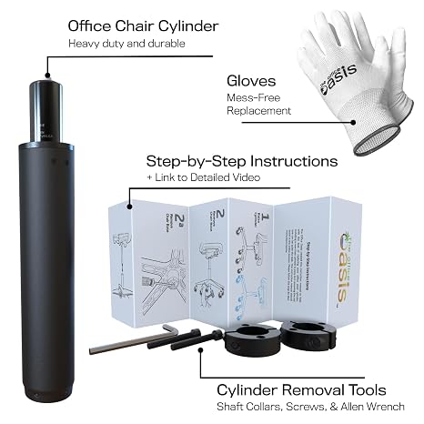 Office Chair Cylinder Replacement with Removal Tool (As Seen On PBS) - Heavy Duty Pneumatic Gas Lift Piston for Desk Chairs and Gaming Chairs - Universal Fit