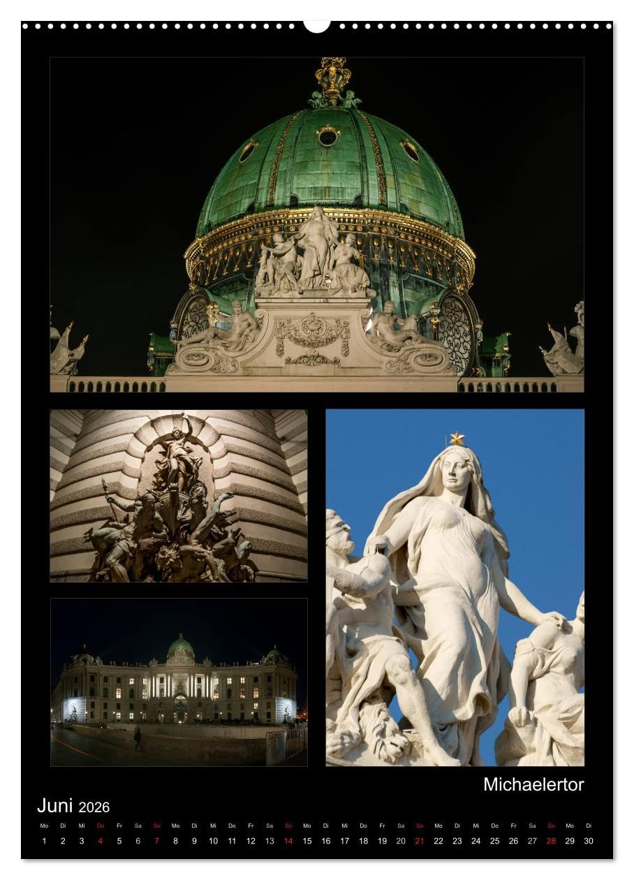 Calendario mensual CALVENDO de Die Hofburg zu Wien (calendario de pared 2026 DIN A2 alto), calendario mensual CALVENDO