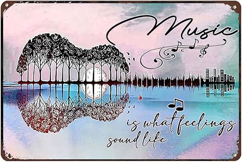 Miniatura 1 de Music is What Feelings Sound Like Guitar Letrero de metal para el hogar, cocina, granja, pósteres para restaurante, bar, cafetería, garaje, hotel,