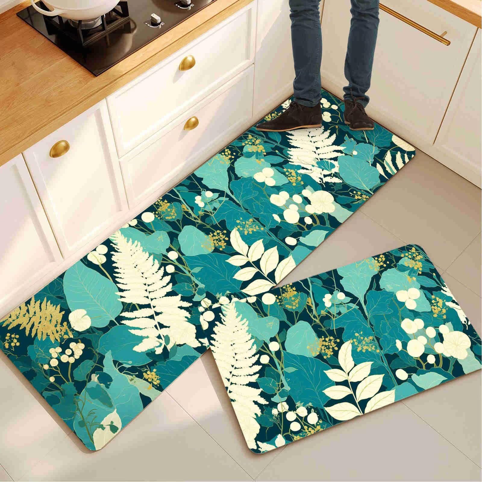 Alfombra de cocina lavable con reverso antideslizante para un hogar seguro, set de 2