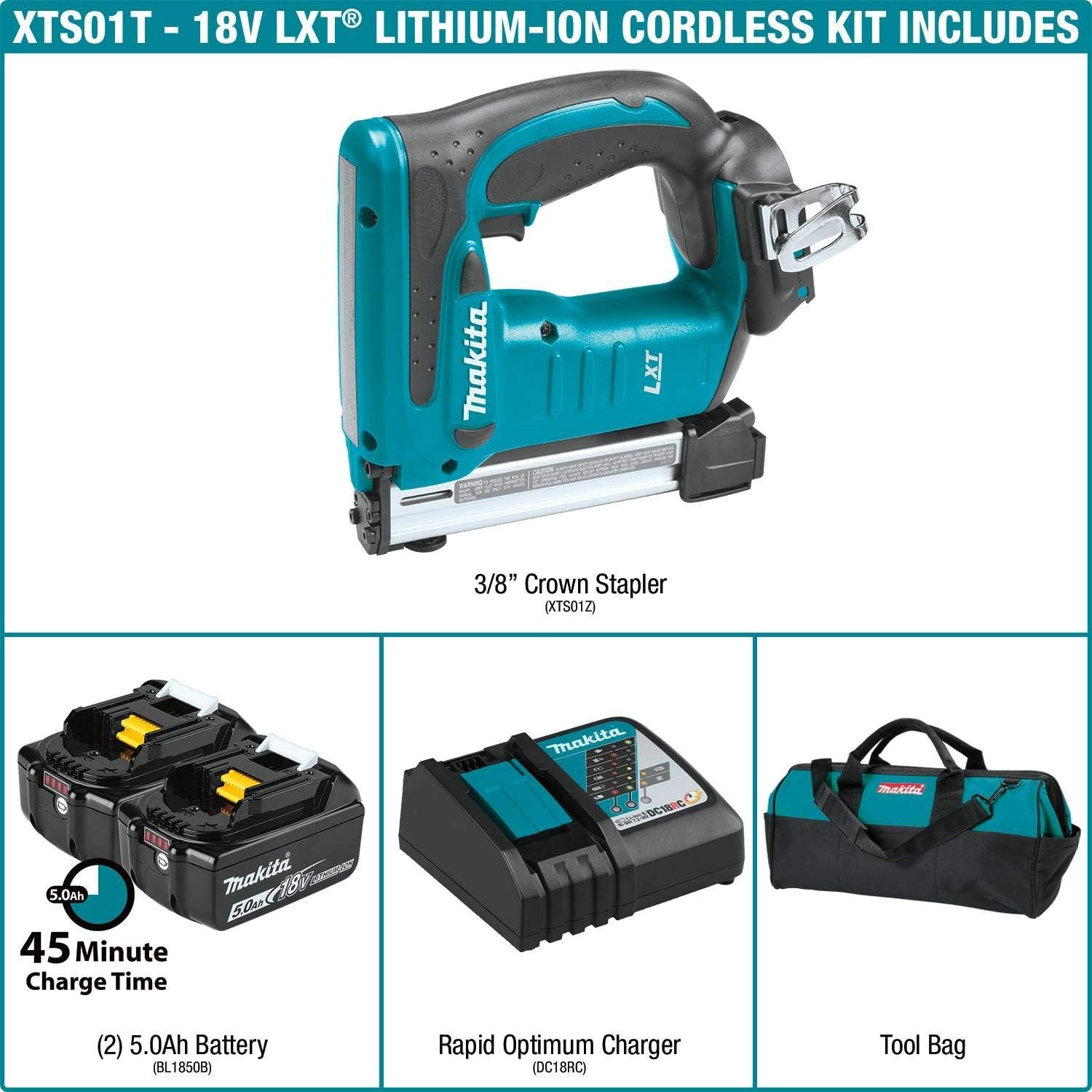 Flash Deals - 80% OFF Makita XTS01T 18V LXT Lithium-Ion Cordless 3/8 Crown Stapler Kit (5.0Ah),