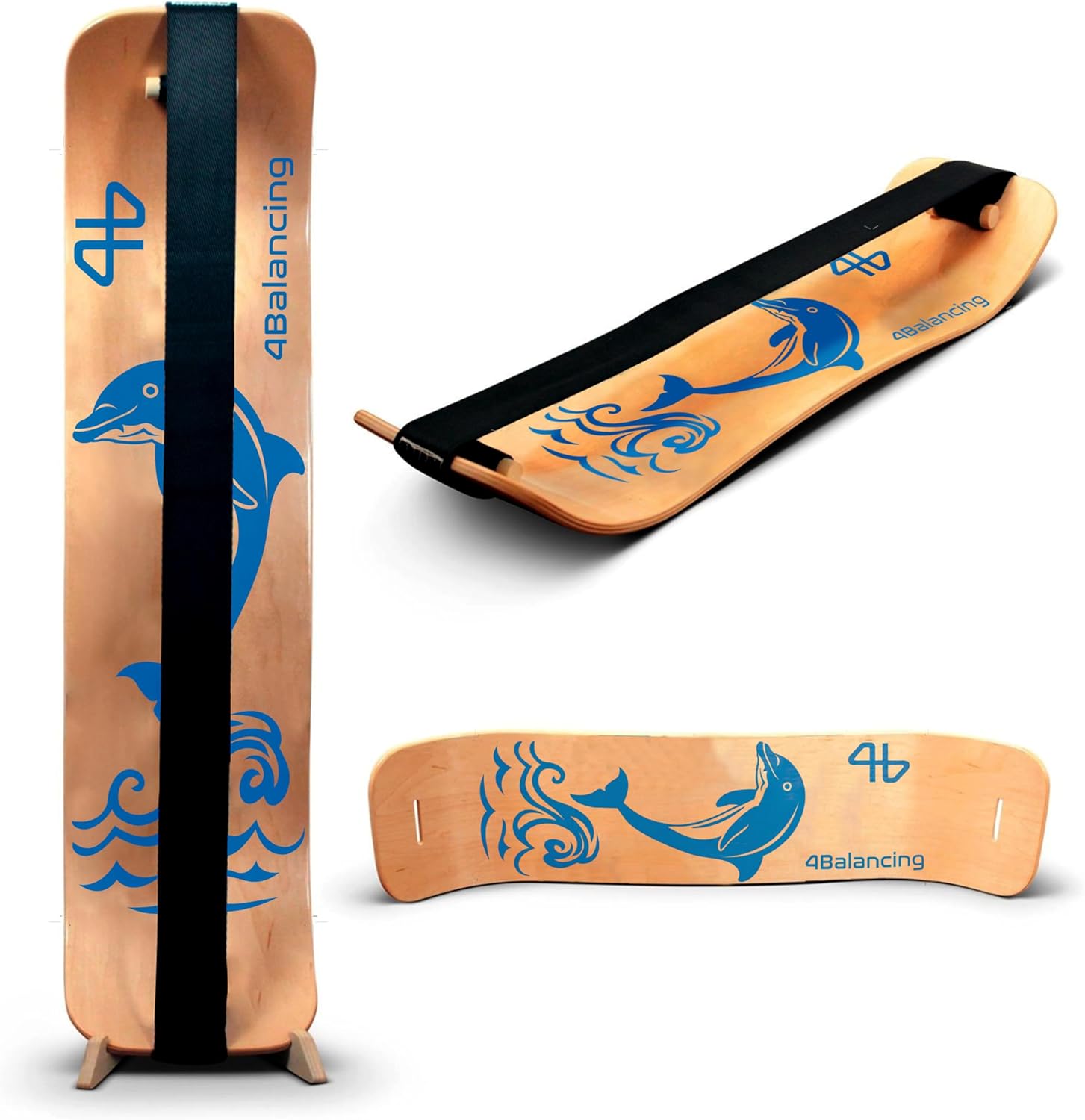 Balance Board for Kids – Slackline Wooden Wobble Board – Slackboard Balance Trainer for Coordination – Training for Skateboard, Snowboard, Football, Soccer, Baseball, Basketball – Dolphin