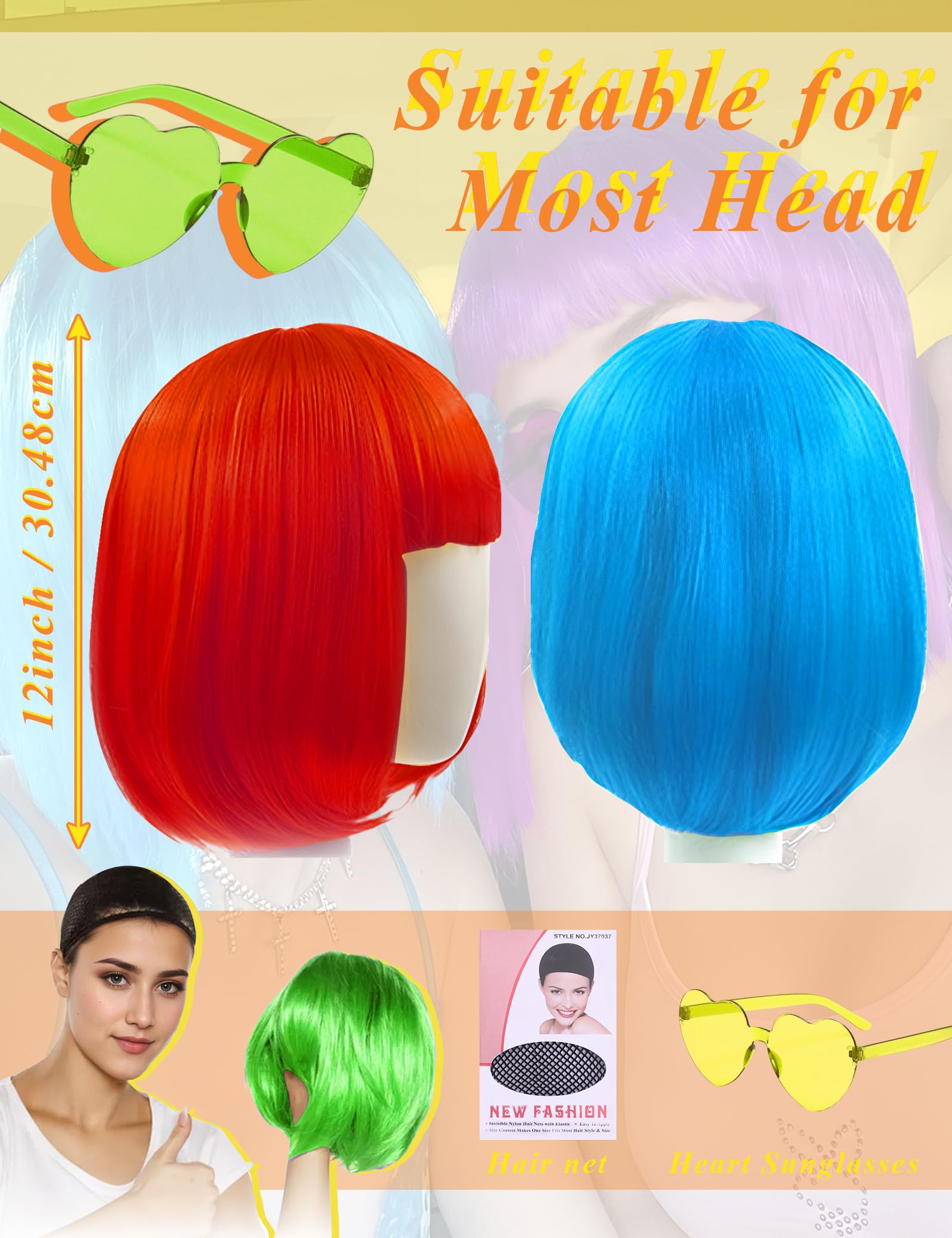 Party Wigs  #blue #pink #red #orange #Purp #wig Women main image 2