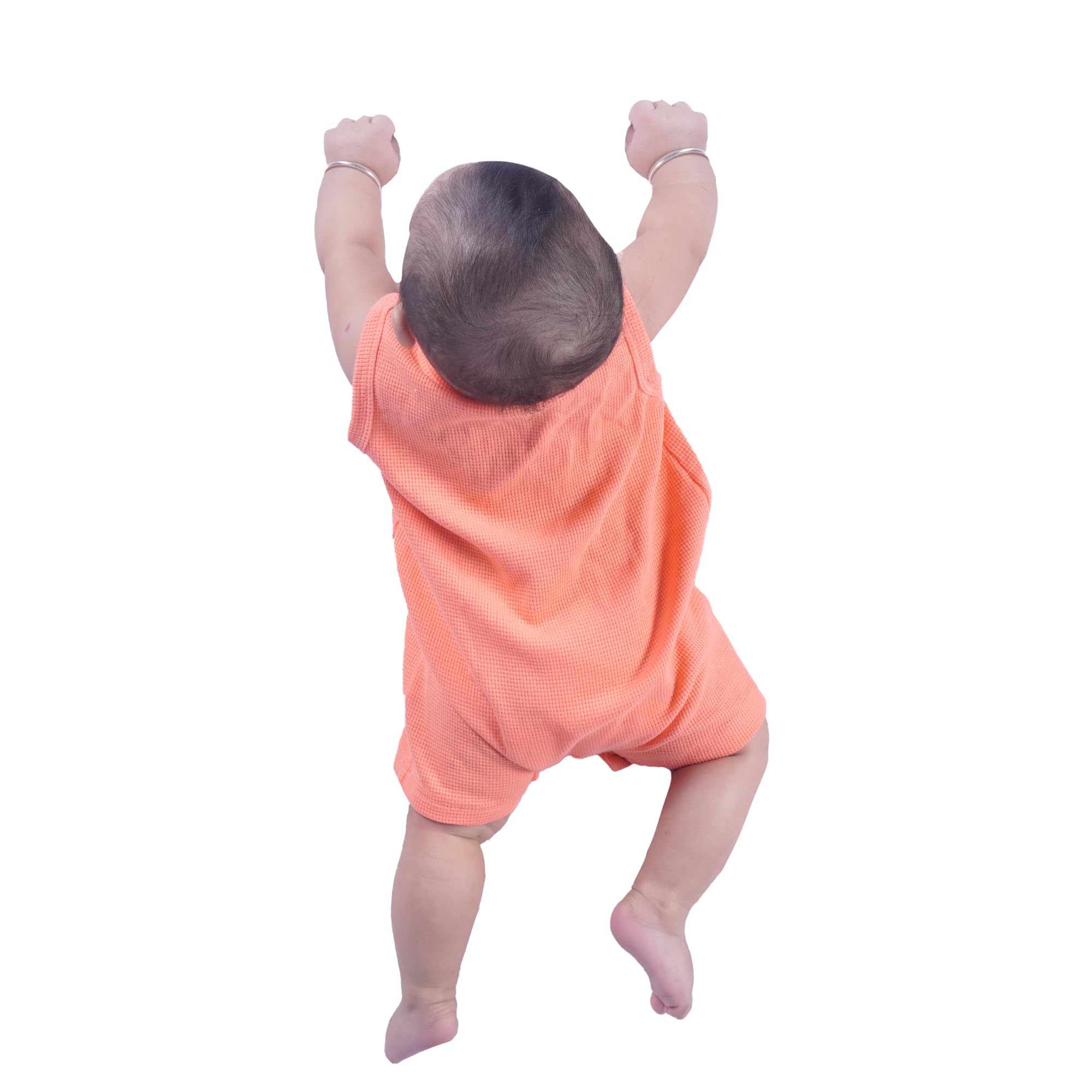 AURA STITCH Baby Boys Sleeveless Cotton Romper for 5 Months | Soft & Breathable Summer Jumpsuit | Button Closure Infant Dress | Comfortable Boys 1