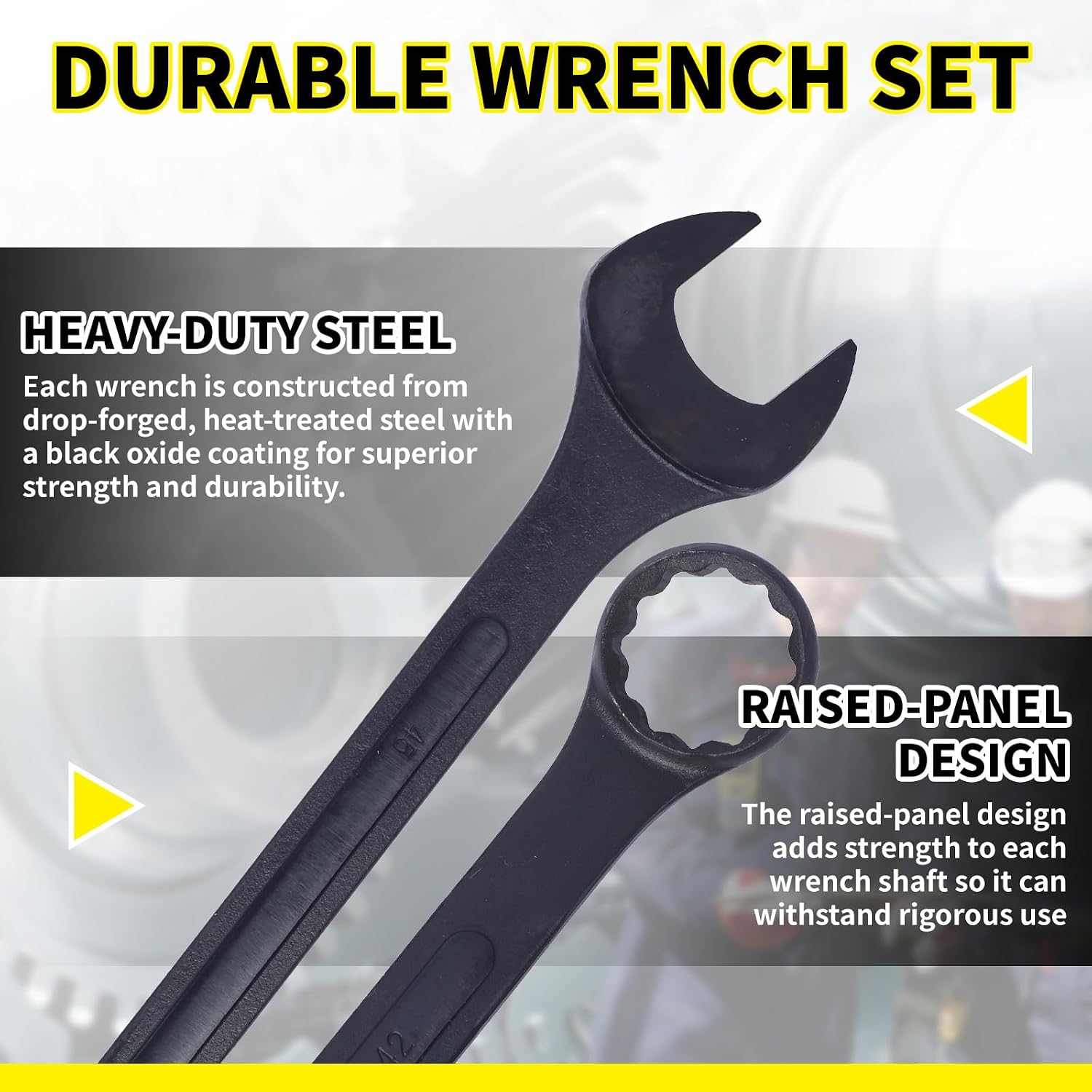 Jumbo Combination Wrench Set | 10 Piece | Metric | 34mm to 50mm | Open End | Storage Bag Included | for Professional Mechanic Use – Large Wrench Set