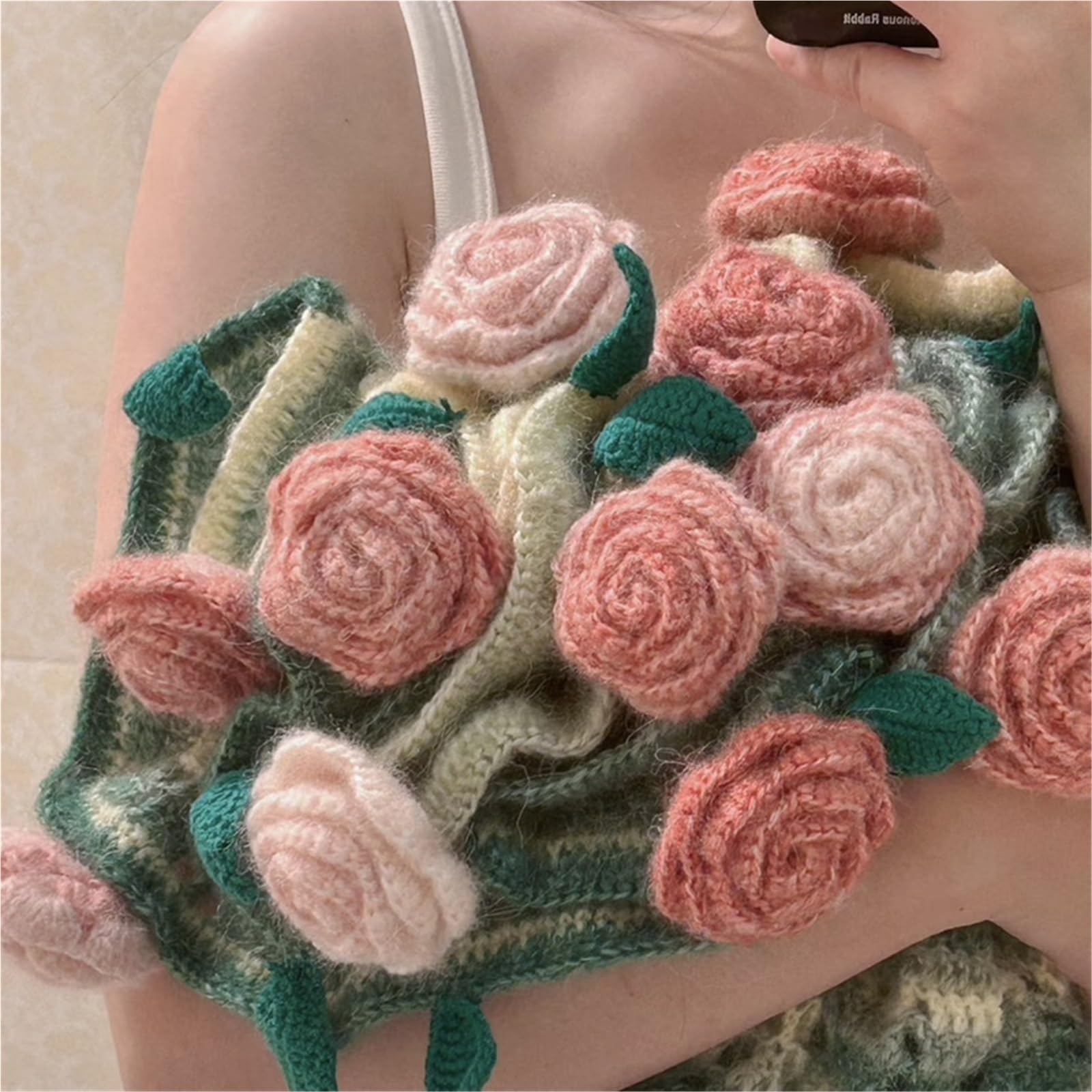 Amazon.co.jp: 70cmブーケブランケットかぎ針編みキット、花、ピンクの