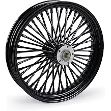 19"x3.5" Motorcycle Rim Front Wheel 52 Fat Spokes Steel Wire Wheel for Harley Cruiser 2018-Later Softail Lower Rider S ST Models Black- Straight Spoke