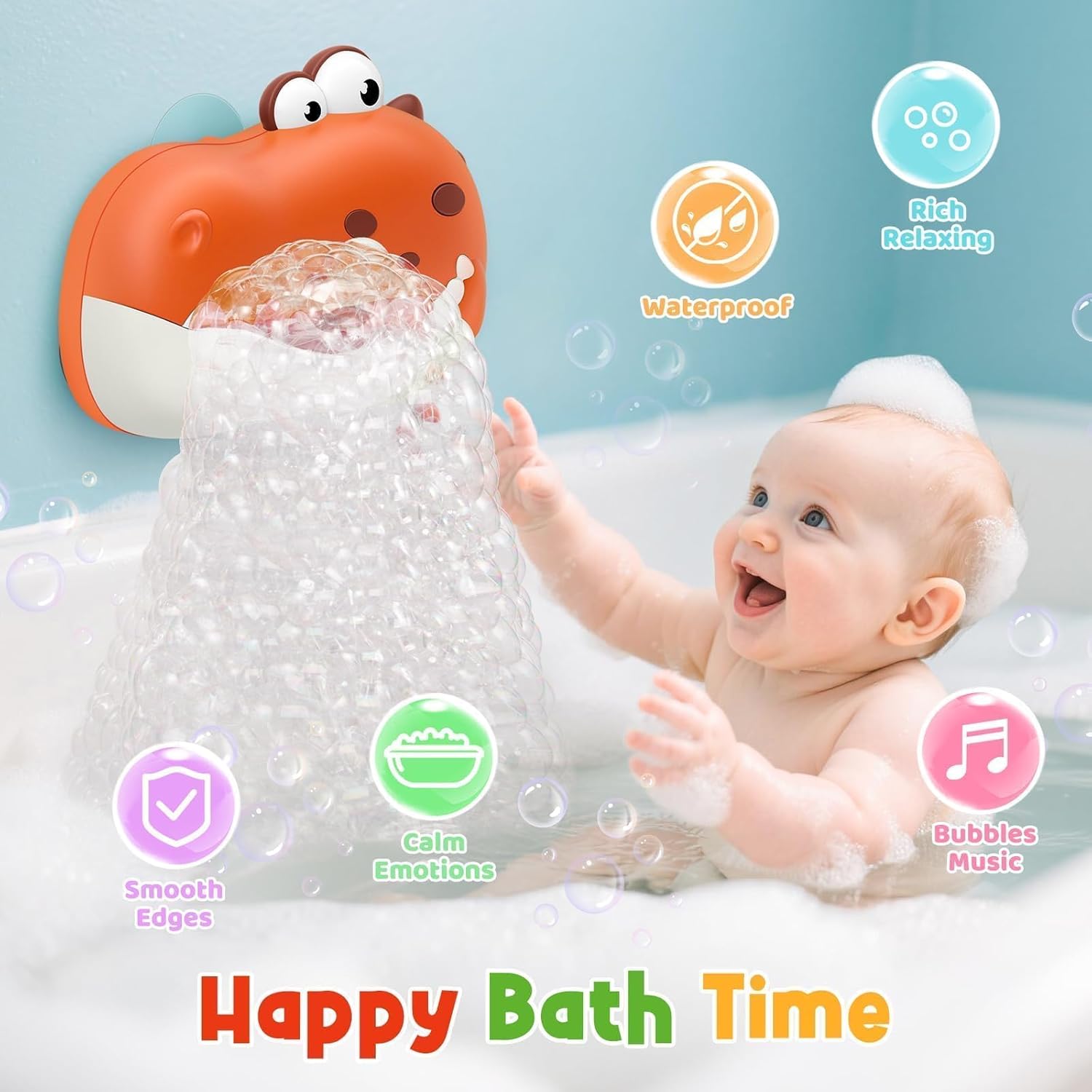 Baby Bath Toys, Rechargeable Dinosaur Bath Bubble Machine with Music, Bathtime Bathtub Toys for Toddlers Birthday Gifts, Bubble Maker Toys for Kids Ages 1-3 4-8 Baby Gifts (Red)
