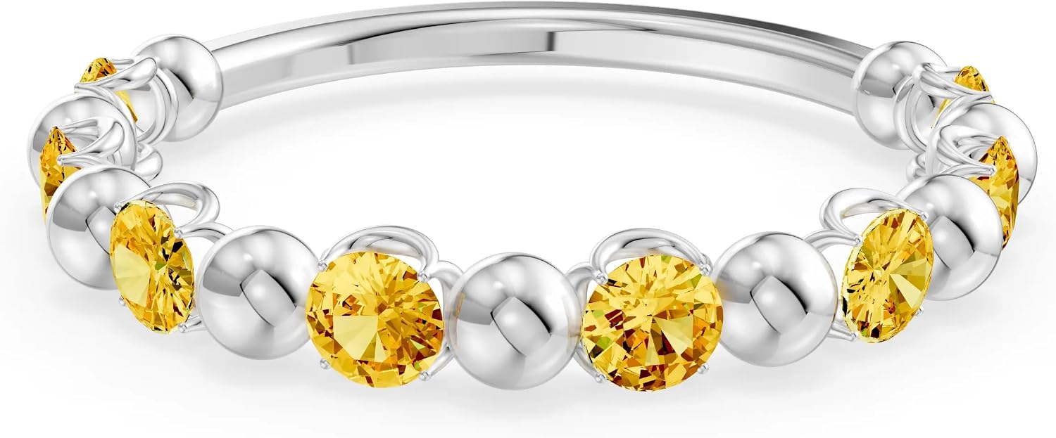 PEORA Round Cut Citrine Stackable Band Available in Solid 10K, 14K or 18K Ring – White, Yellow or Rose Gold