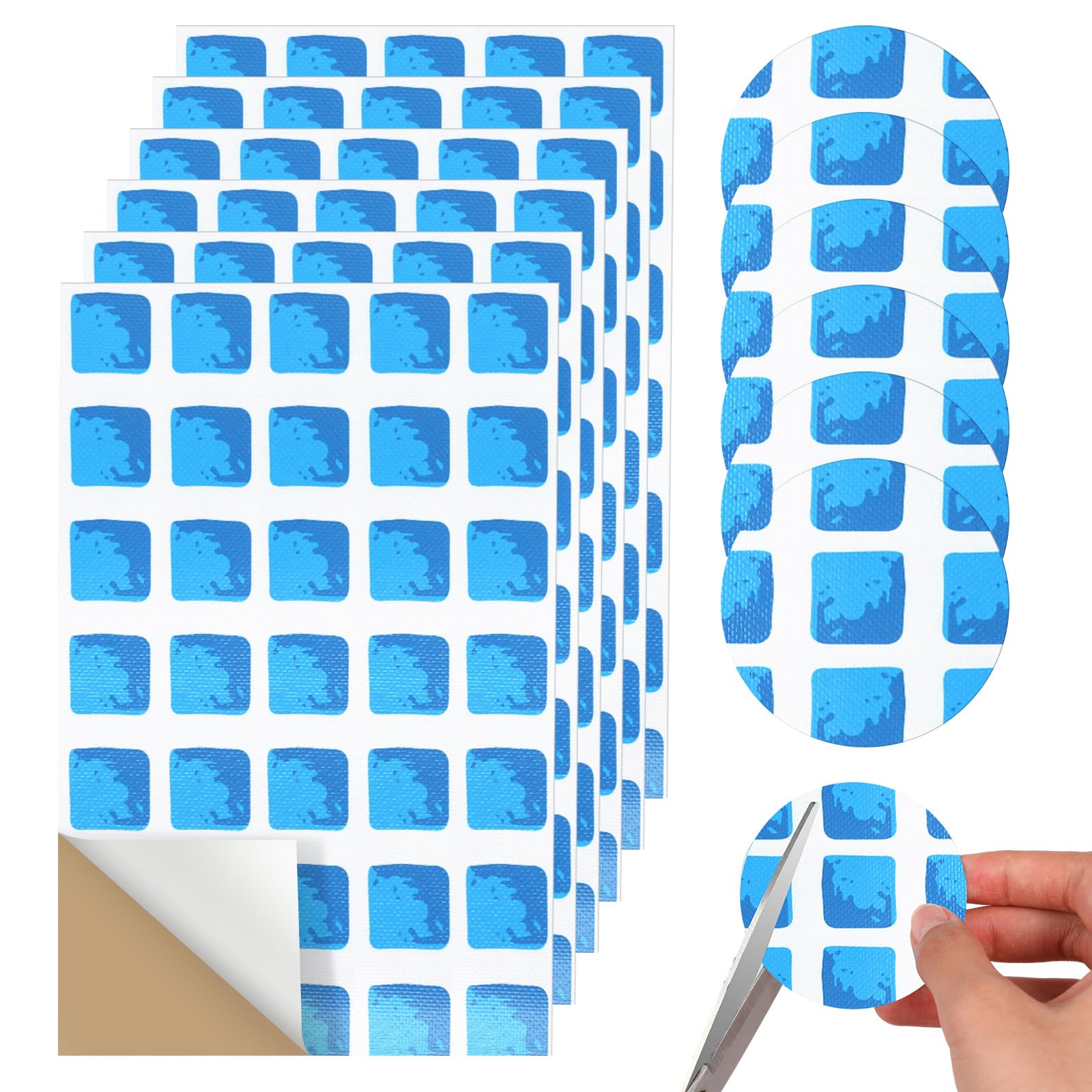 Yexiya Kit de reparación de parches de vinilo para piscina, 12 piezas, parches subacuáticos para revestimiento de piscina, kit de parches autoadhesivos de seguridad para piscinas enterradas