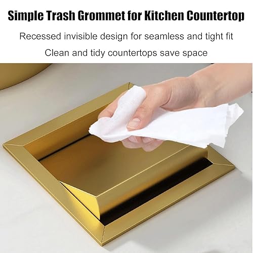 Miniatura 3 de MAHWER Tapa cuadrada de acero inoxidable 304 con tapa de solapa con ojales de basura integrados, tapa de cubo de basura con ojales de basura (color