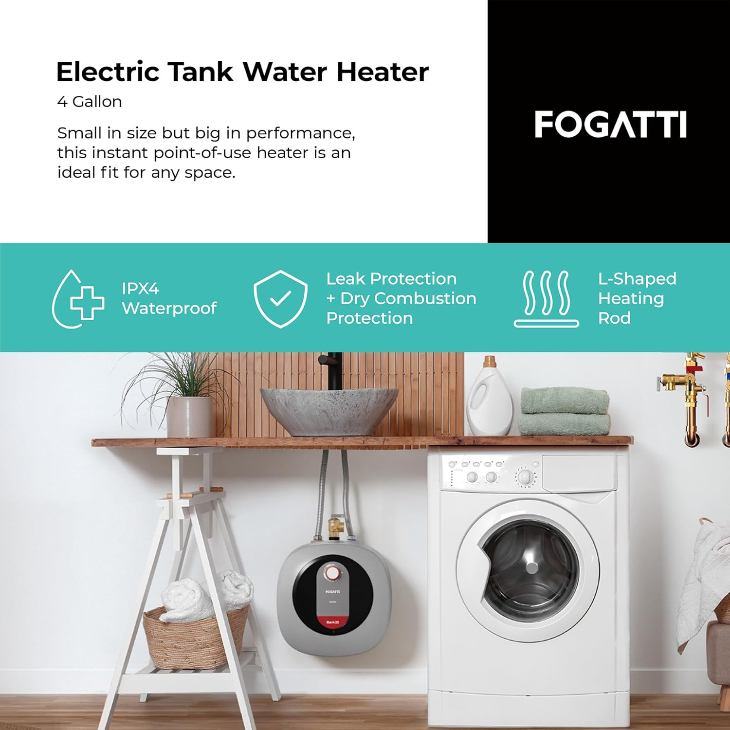 FOGATTI Electric Mini Tank Water Heater, Gallon Bangladesh Ubuy