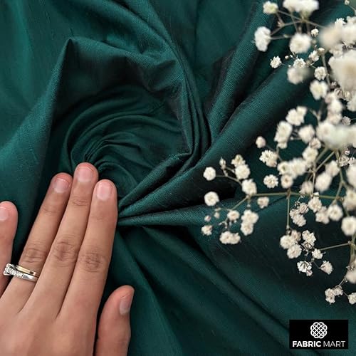 Miniatura 3 de Tela Dupioni de seda verde pavo real oscuro por el patio, 41 pulgadas o 40.9 in de ancho, 2 yardas continuas tela de seda verde, Dupioni de seda