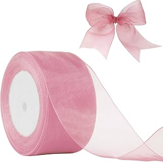Sweet Nectar Organza Chiffon Ribbon Pink 2 inch X 50 Yards