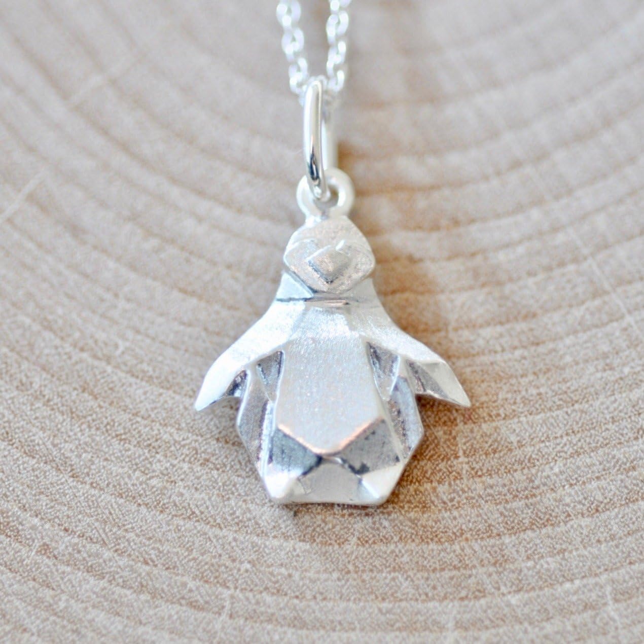 Origami Penguin Necklace in Sterling Silver with 20" Chain - Image 2