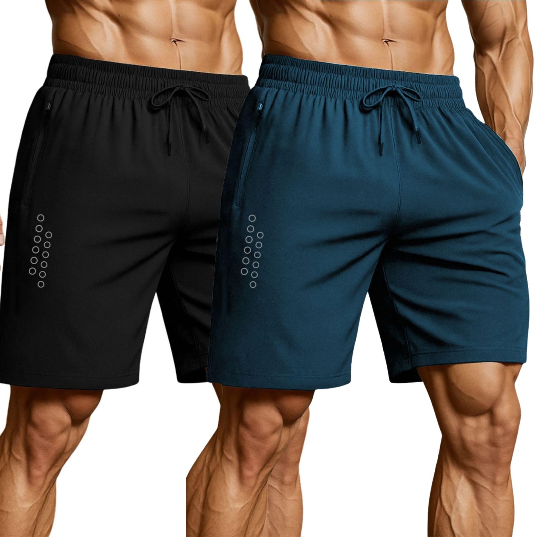 3Colors RGB Men's Outdoor Quick Dry Lightweight Sports Shorts Zipper Pockets-Dot Holes-picture-26