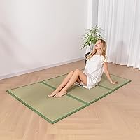 Vista 2 de MAXYOYO Colchón de Futón de Tatami Japonés 100% Hierba de Junco, Esterilla Plegable Portátil, Firme, Tradicional, de Piso, Cama de Suelo