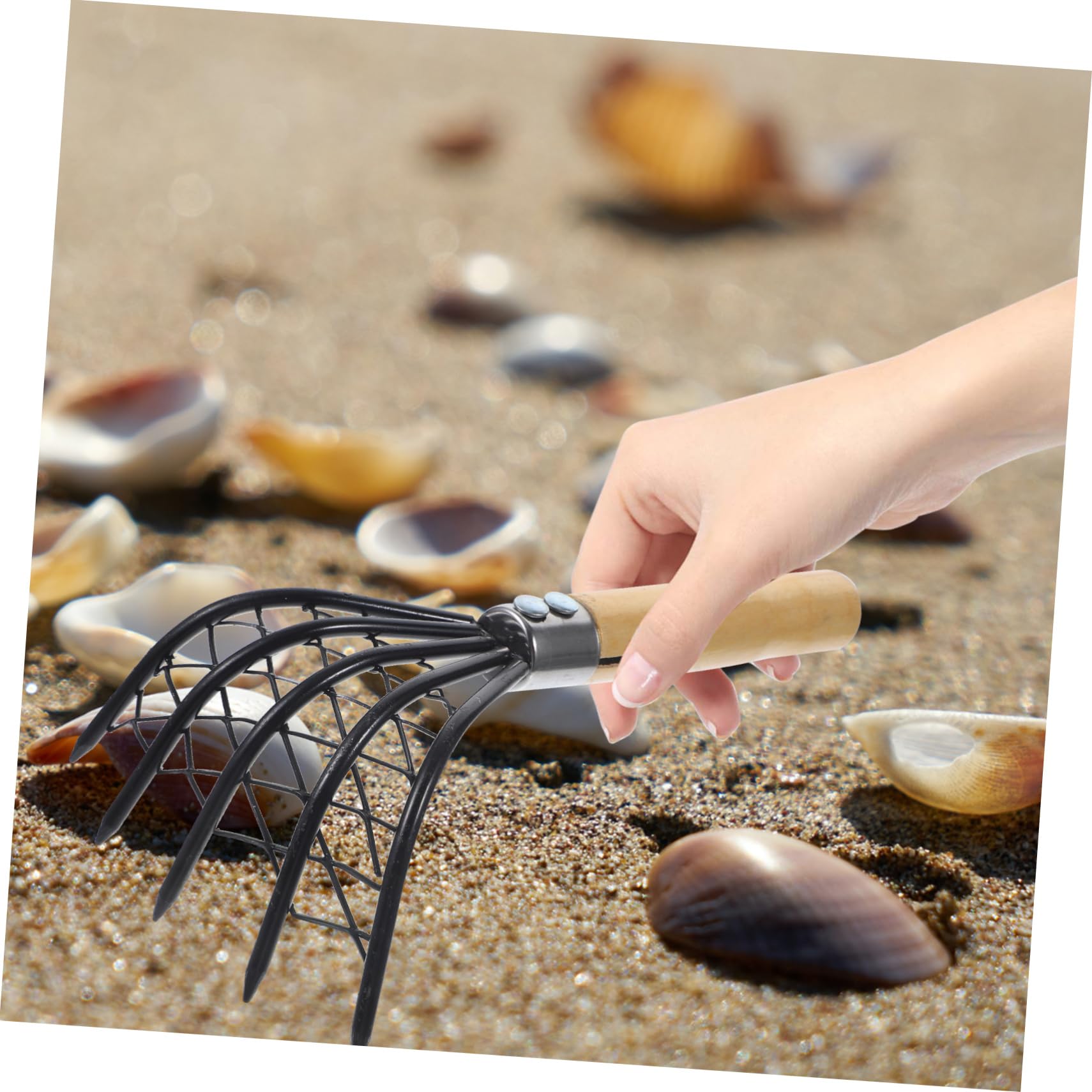 Abaodam Strumento per Vongole e Telline in Metallo Inossidabile con Rete, Attrezzo di Scavo per Pesca, Resistente e Robusto
