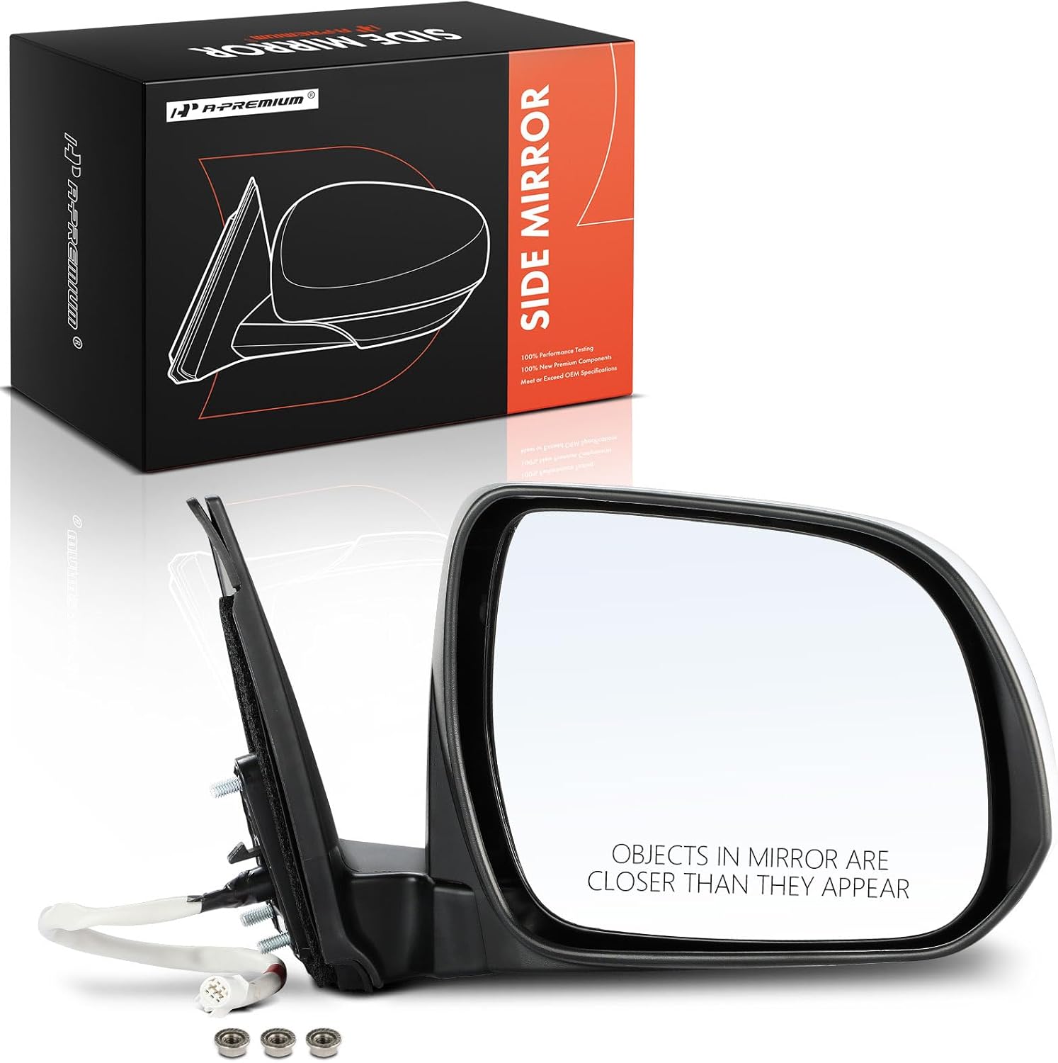 A-Premium Passenger Side Power Door Mirror - Compatible with Toyota Highlander 2008 2009 2010 2011 2012 2013 - Non-Heated Manual Folding White Outside Rear View Mirror - Replace# 8791048341