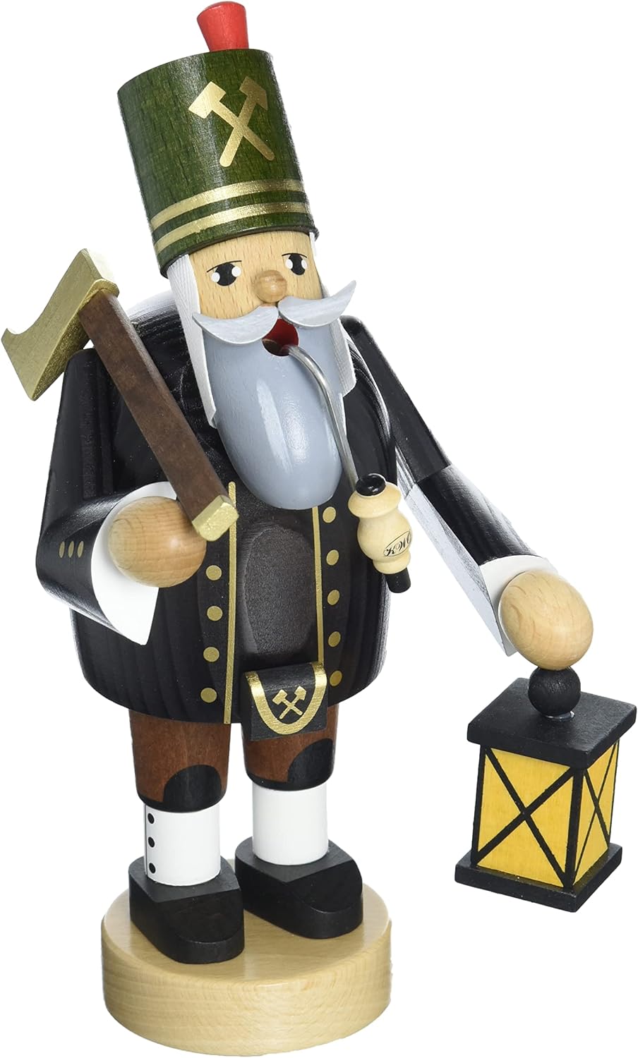 KWO Miner Smoking Men Incense Holder, Axe and Latern, 20 cm, Wood, Multicolour, One Size