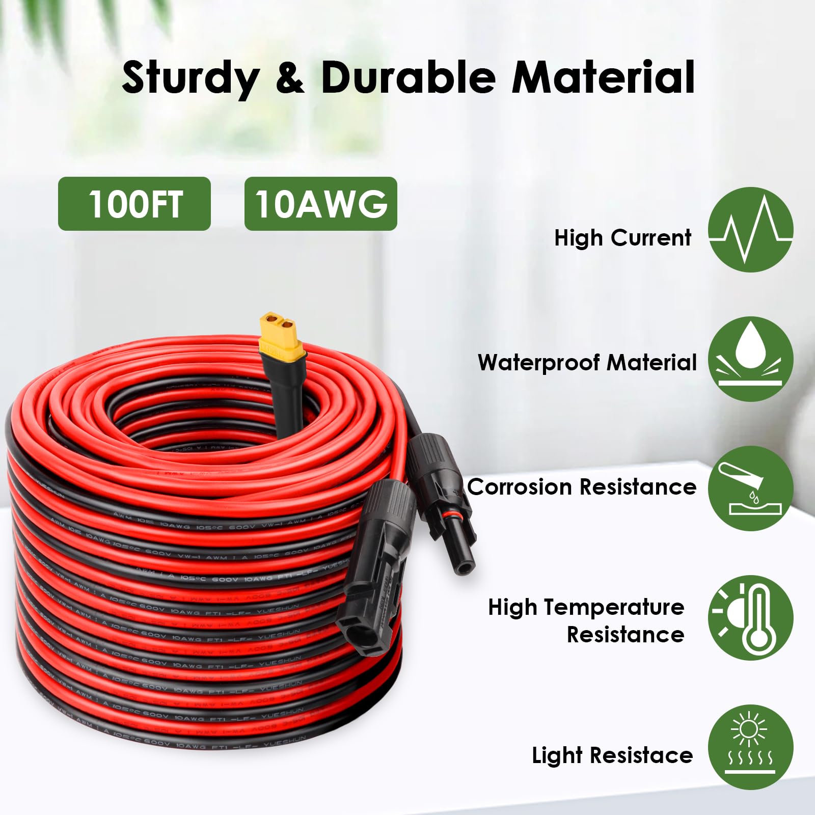 MOOKEERF Cable de extensión solar a XT60 de 10 AWG, conector solar a XT60, cable adaptador para panel solar a estación de energía portátil, generador solar, paquete de baterías
