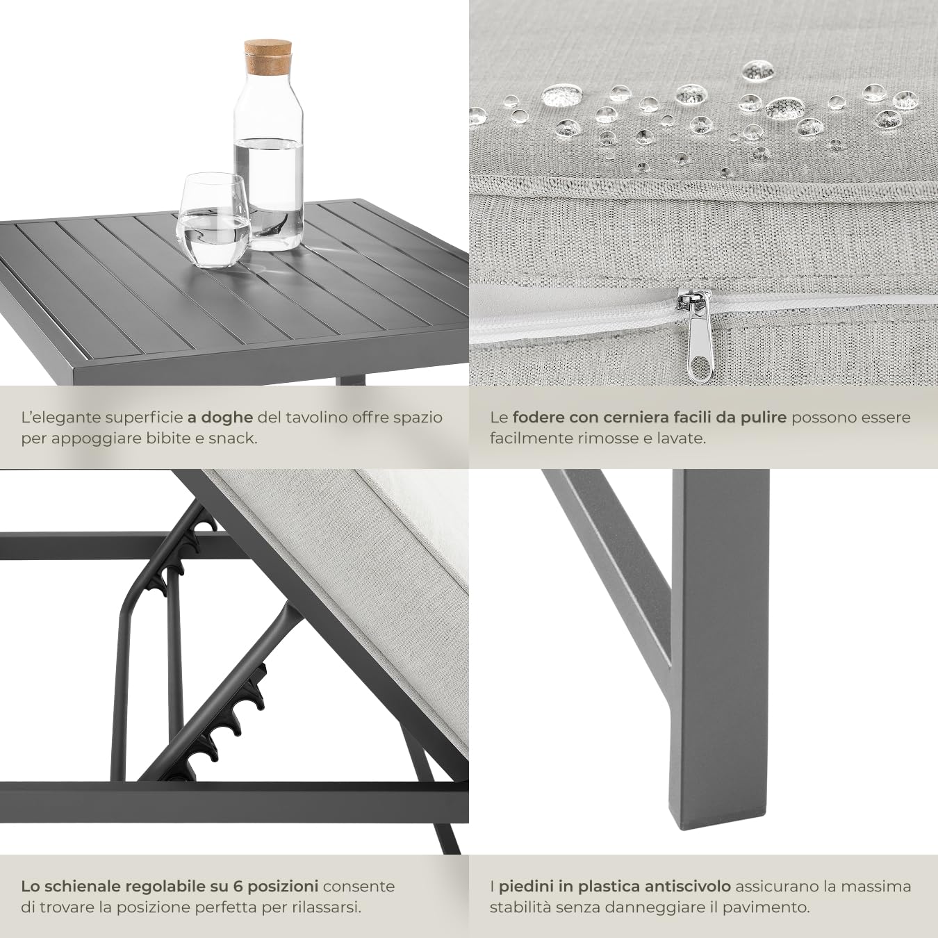 tectake® Set da Giardino, 2 Divani con Morbidi Cuscini, 1 Tavolino Salotto, Salotto da Giardino Esterno, Arredo Giardino per Esterno, Set Giardino Esterno Design Moderno - Grigio