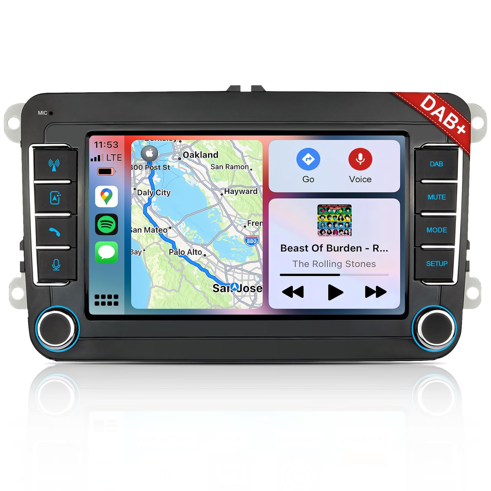 DAB Autoradio mit Bildschirm für VW Golf 5 6 T5 Polo 6R Caddy Skoda Tiguan Seat Passat, 7 Zoll Radio mit Apple CarPlay Wireless Android Auto Mirrorlink, Bluetooth, FM, Lenkradsteuerung, DAB+ 2Din