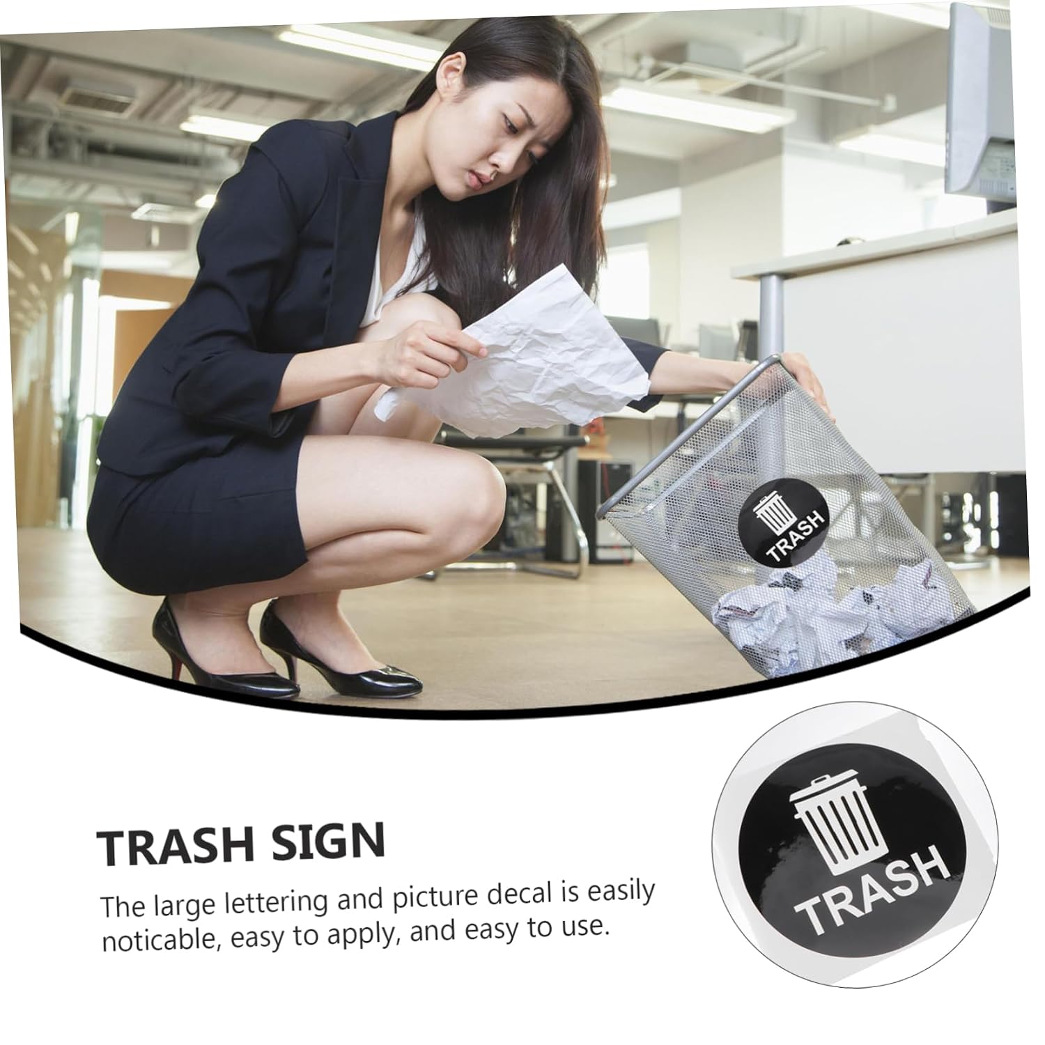 12pcs Garbage Can Letter Printing Sticker Trash Decal Self Adhesive Sign for Recycling Bin Easy to Stick Style