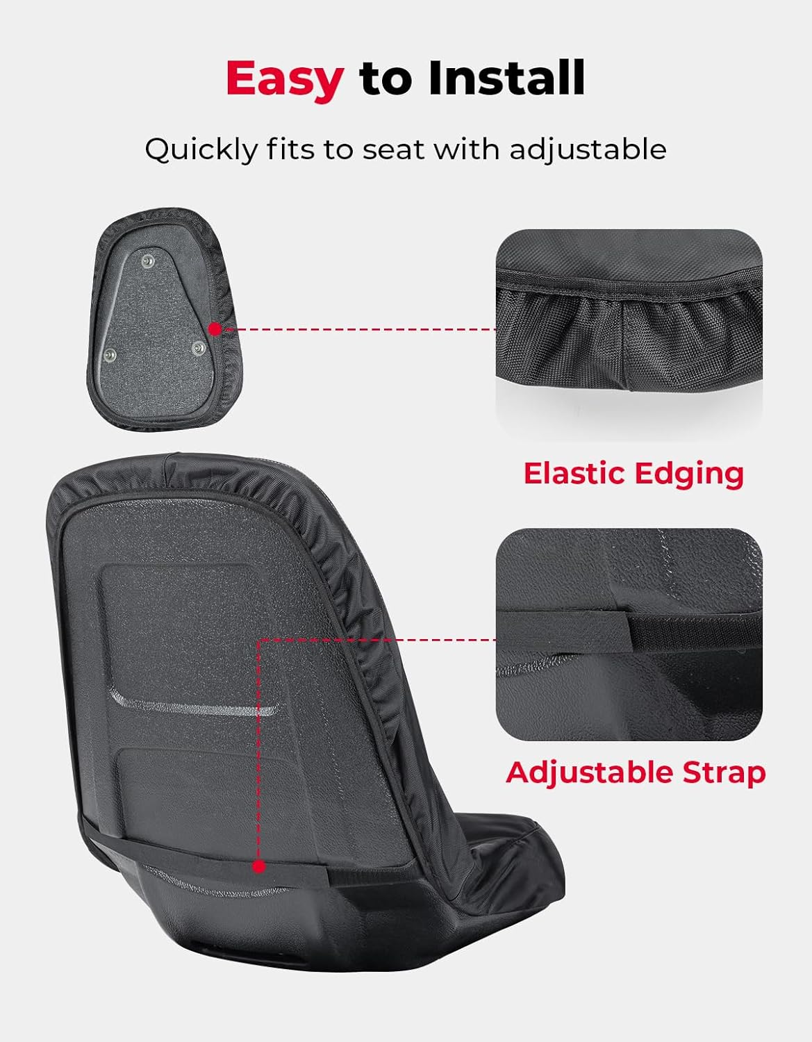 KEMIMOTO UTV Seat Cover with Drain Holes - 1680D Oxford Heavy-Duty & Water-Resistant Compatible with Hisun/Axis 500 700, Massimo MSU500 MSU700, Coleman UT500 UT700, Headrest Covers Included 2-PC Set