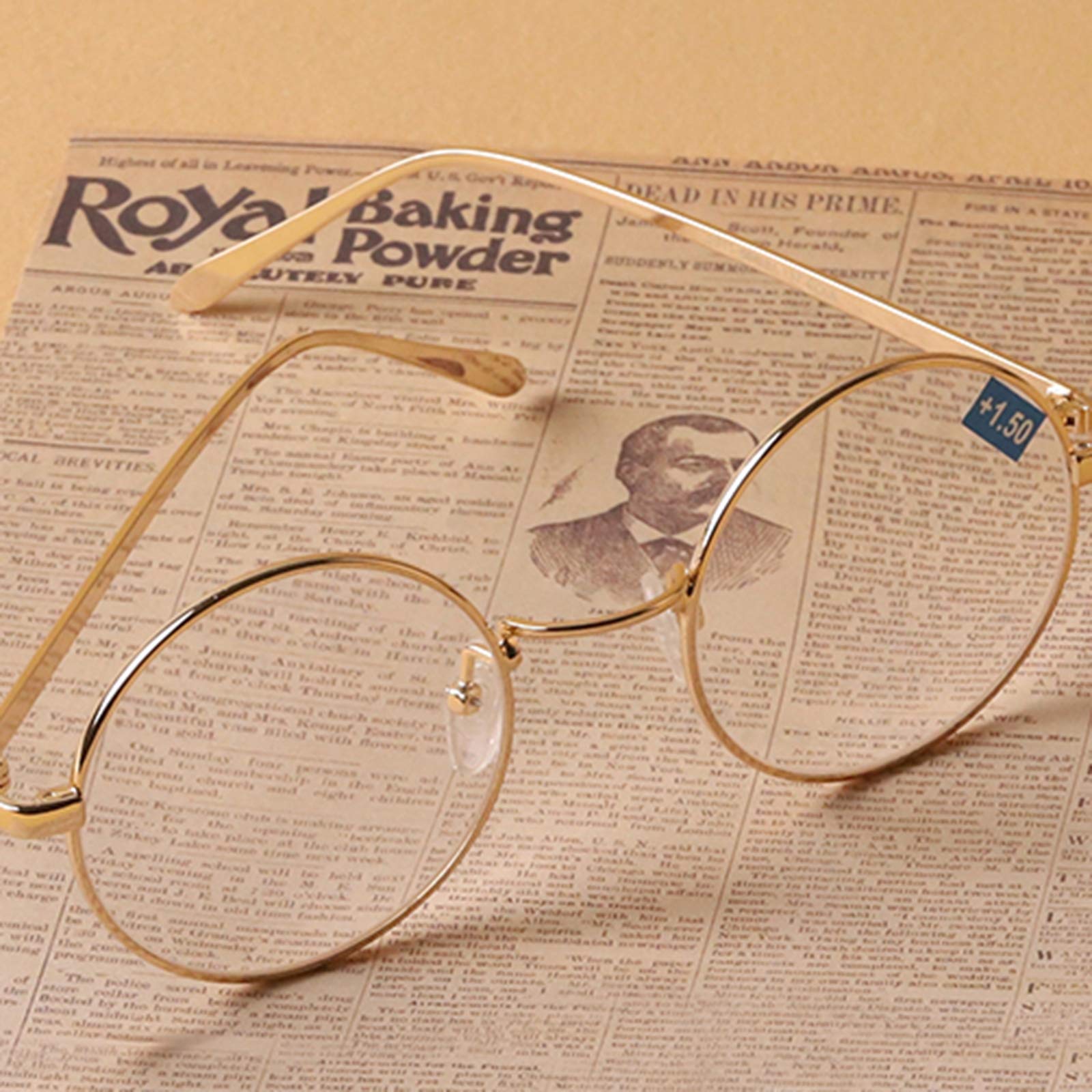 Retro Progettazione di Telaio Rotondo Piccolo, Occhiali da Lettura Occhiali Unisex, Occhiali da Lettura Cristallo Vintage Lettura Custodia Inclusa La Protezione Anti-Blu,B,+1.5