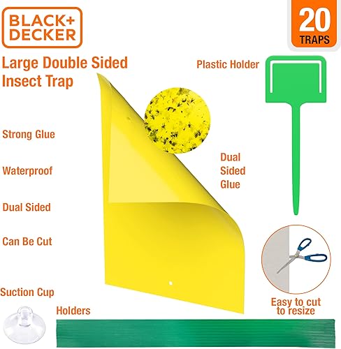 Miniatura 3 de BLACK+DECKER Trampas para moscas de la fruta para interiores y para moscas al aire libre, trampas para mosquitos y moscas amarillas de doble cara,