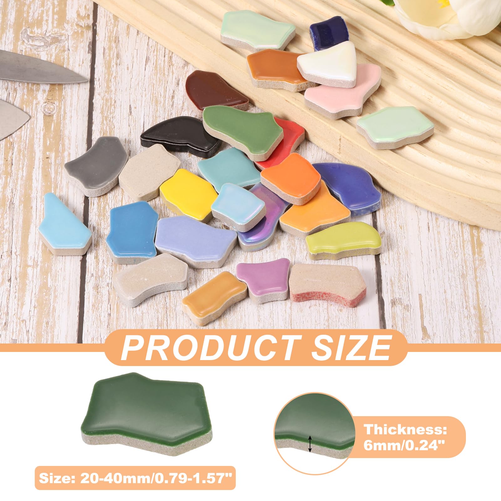 PATIKIL 250g/0.55LB Irregular Ceramics Mosaic Tiles - Image 2