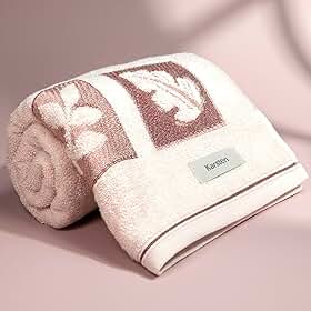 Toalha de Banho Karsten Quebec 100% Algodão - Barra em Jacquard Grossa Macia Piquet Antipilling 70 x 1,35cm (Rosé Tule 60267/2)