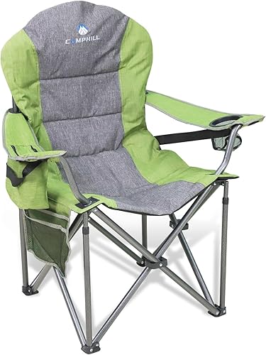 Miniatura 1 de Silla de camping, sillas de camping plegables para personas pesadas con portavasos y bolsa enfriadora, silla plegable para acampar con bolsillo para