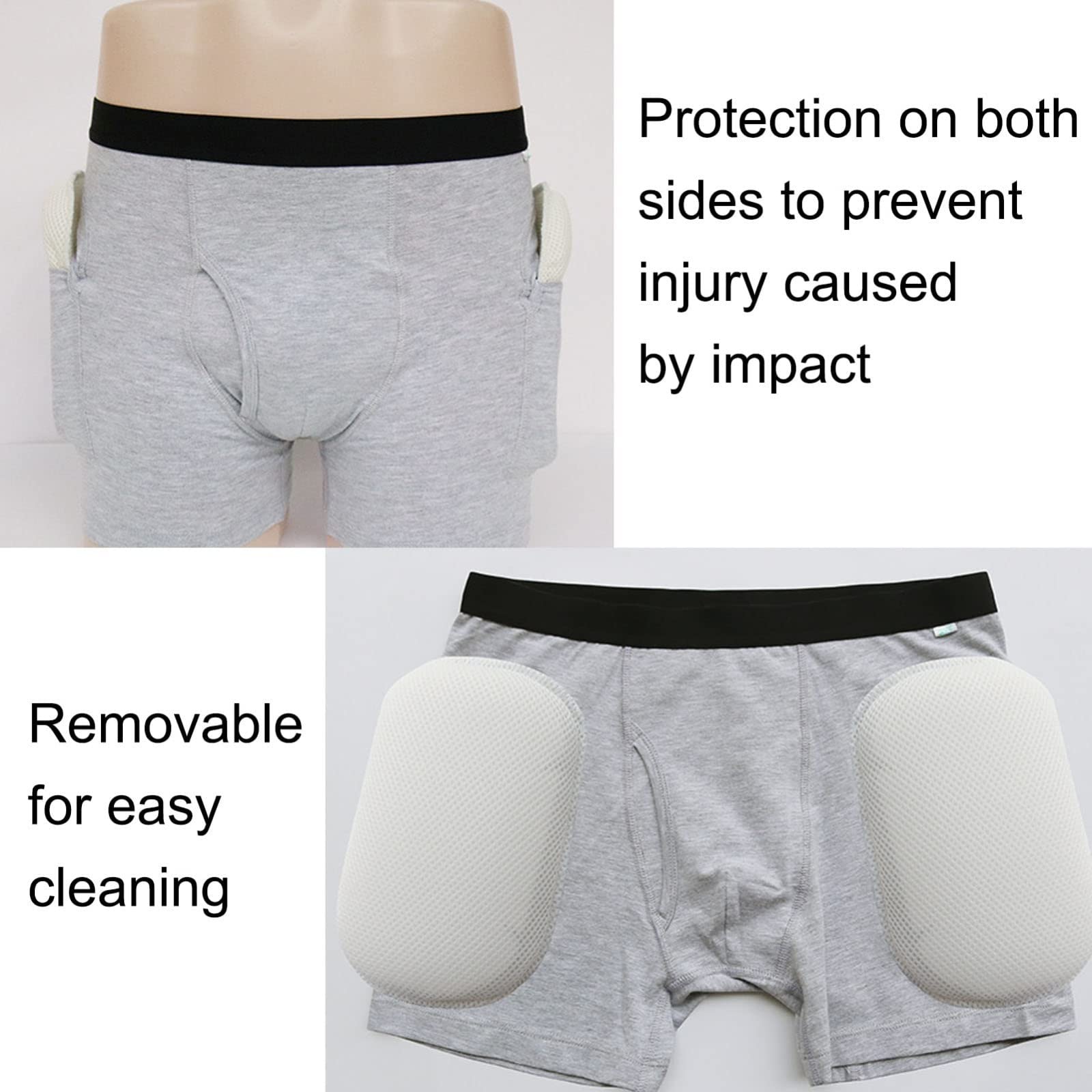 REHOOF Hüftprotektor Slip Hüftschutz Shorts, Gepolsterte Shorts Schutz, Mit Schutzpolster, Bequem Atmungsaktiv, Hüft- Und Steißbeinschutz Für Erwachsene für Mann Frau Man,M