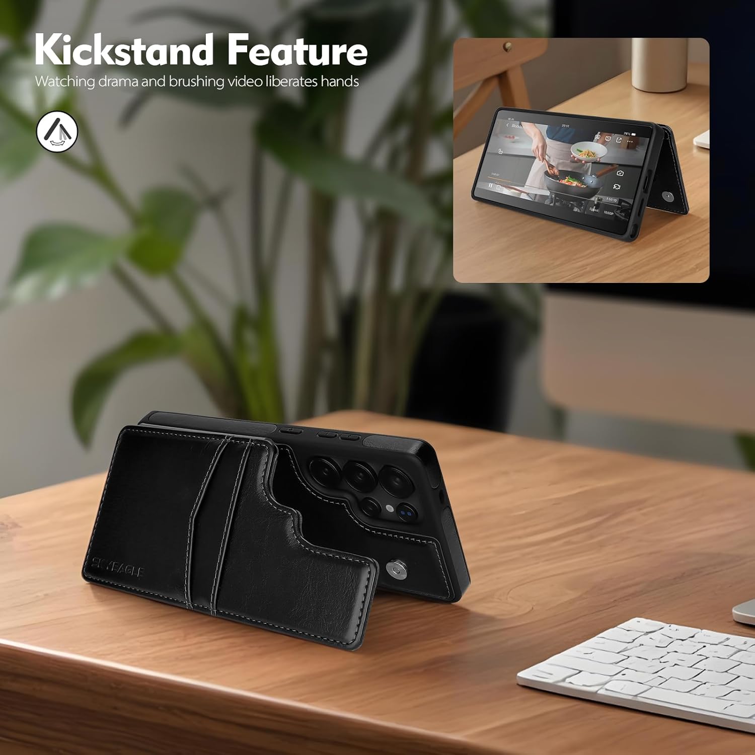 Compatible with Magsafe for Samsung Galaxy S25 Ultra Wallet Case with Card Holder,Women Men Phone Case PU Leather Kickstand Flip Protective Cover Credit Card Slots,for Galaxy S25 Ultra,Black - Image 6