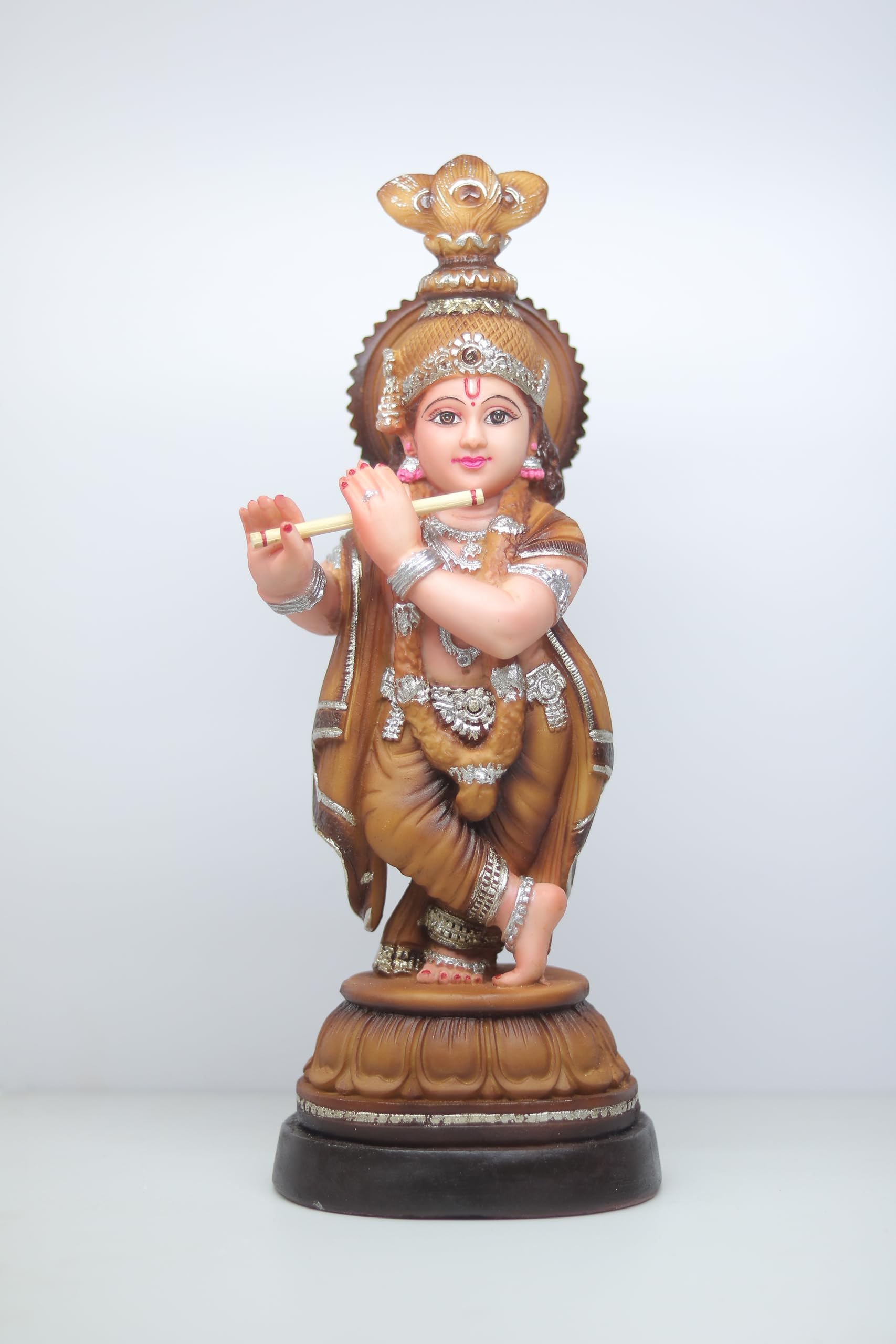 Hands & Heart Enterprises Lord Krishna Polymarble Statue,Krishna Murti Playing Flute for Temple Pooja, Decor Your Home, Office & Gift Your Relatives, Showpiece Figurines, Religious Idol, Gift Article
