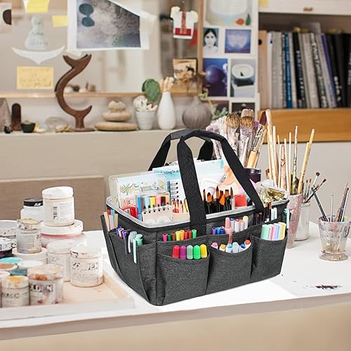 Miniatura 7 de Bolsa multifuncional para manualidades, carpeta de archivos de escritorio, bolsa de transporte con bolsillos para arte, manualidades, costura,