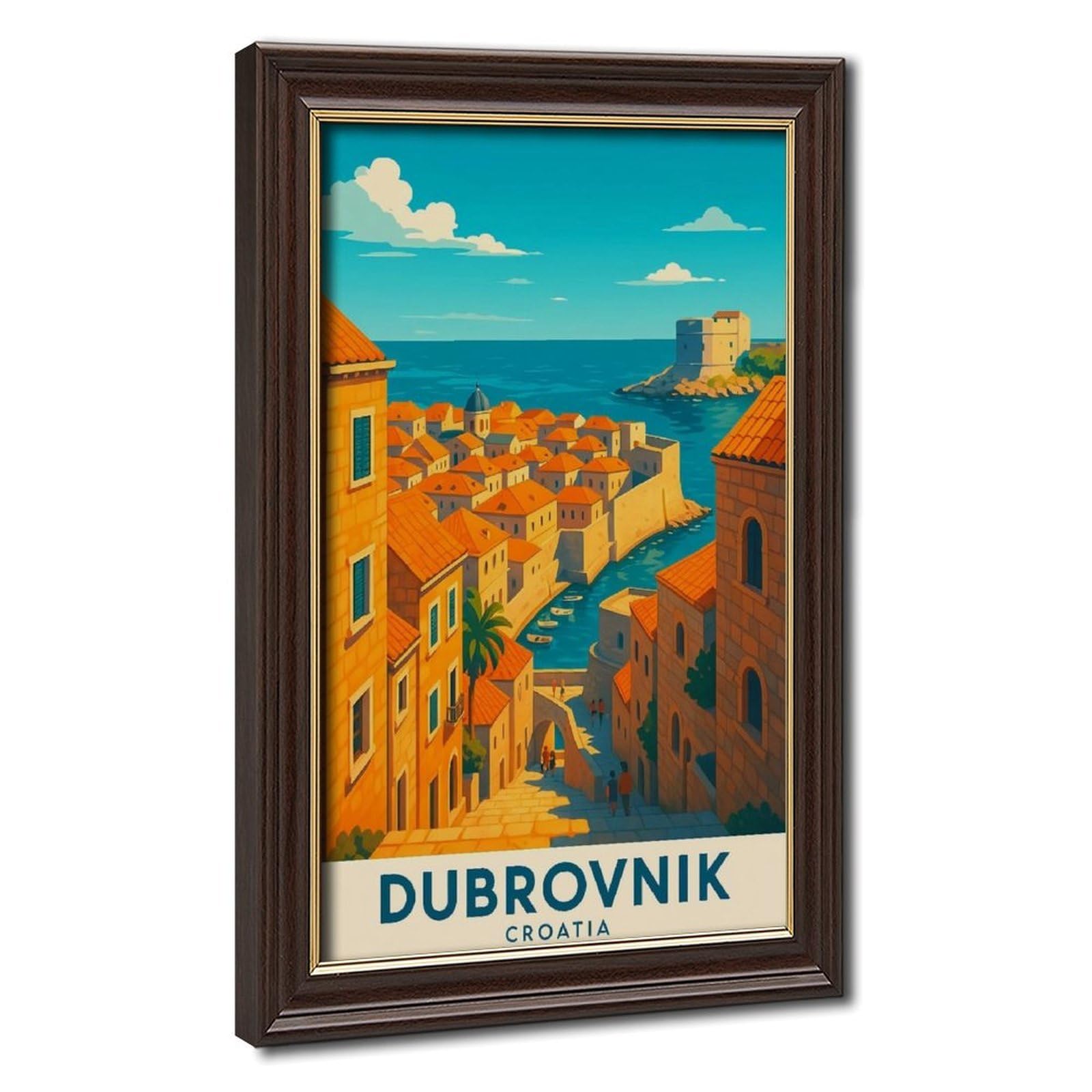 Bareronor Mokume Gane Frame-Style Dubrovnik Canvas Poster For Dorm Room Decor Gift