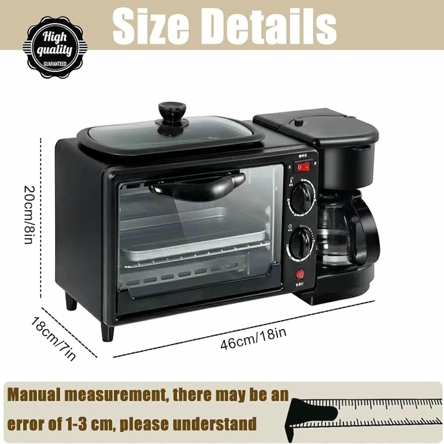 3-in-1 Breakfast Station, Non-Stick Griddle and 4-Slice Toaster Oven, Includes Coffee Maker, Versatile Breakfast Maker for Apartments Kitchenettes