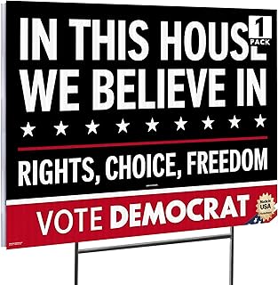 16"x12" 'Vote Democrat' Yard Sign with Stakes, Double Sided Political Yard Sign for Democratic Party (Design 2)