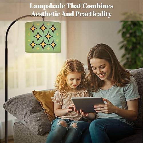 Miniatura 6 de Drum Lampshade Mid Century Vintage 1950s Modern Retro Geometric Lattice Star Motifs Medium Lamp Shade Replacement Linen Fabric Lampshades for