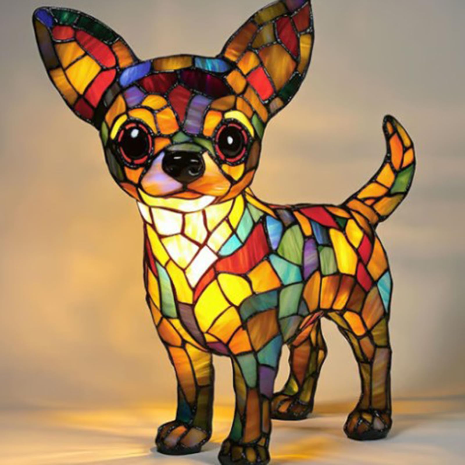 XIAOGUDONG Led Cat And Dog Series Art Night Light, Animal Style Resin Table Lamp, Art Coloured Animal Figurine, Vintage Animal Home Decor Resin Lamp, Fun Gift for Dog Lovers,28