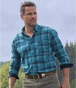 Chemise Homme FIELD & STREAM - Bleu à Carreaux, Manches Longues, Taille XL - Très Bon état