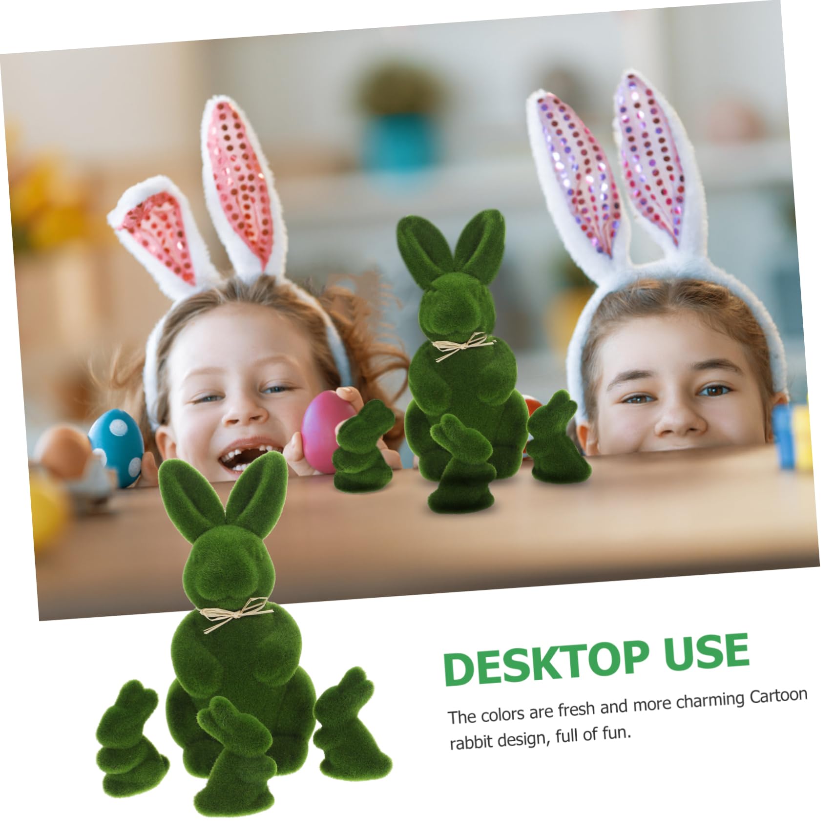 OUNONA 3 Ensembles Décorations De Lapin De Pâques Oreilles Statue De Lapin Rabbit Toys Décoration Pâques Décor De Lapin Floqué Décor De Pâques De Lapin Floqué Mousse Green 4 Pièces * 3