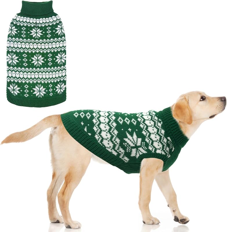 Suéter de Tricô para Cães com Gola Alta e Estampa de Flocos de Neve KOOLTAIL Verde XXL