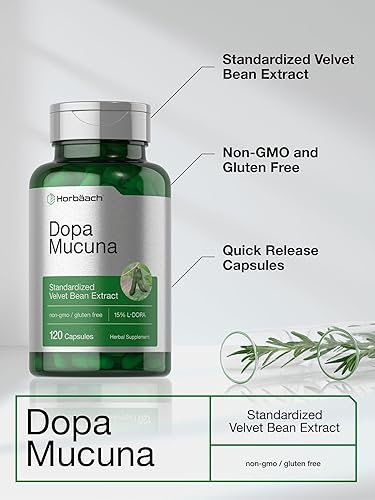 Miniatura 4 de Horbäach Dopa Mucuna  120 cápsulas  Extracto de frijol terciopelo  15% L-Dopa  Suplemento herbario sin OMG y sin gluten