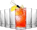 Highball Glasses Set of 6 - Tall Glasses Drinking Set 445 ML - Elegant Glassware Drinking Glasses for Water, Ice Coffee, Cocktail, Cold Beverage