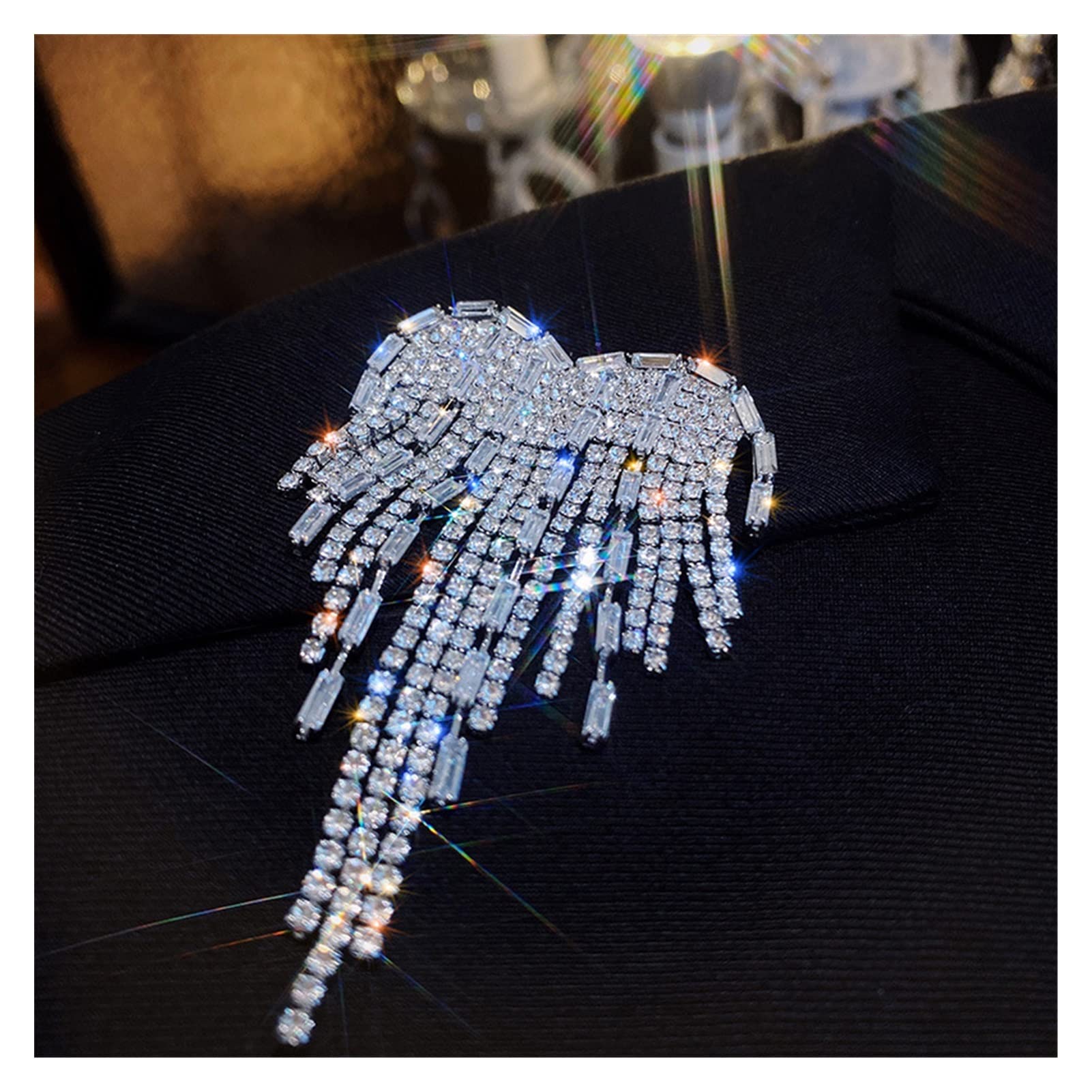 Broche Completo de Diamantes de imitación para Mujer, broches de borlas de corazón a la Moda, alfileres para Cuello de Solapa, Broche de Mujer, Regalos de joyería
